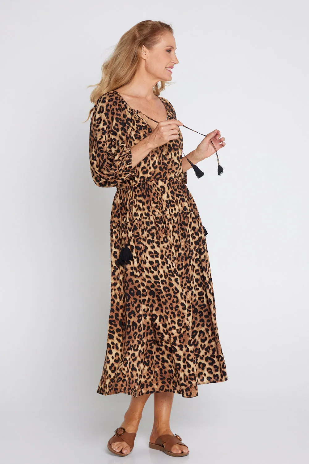 Elise Dress - Brown Leopard Print