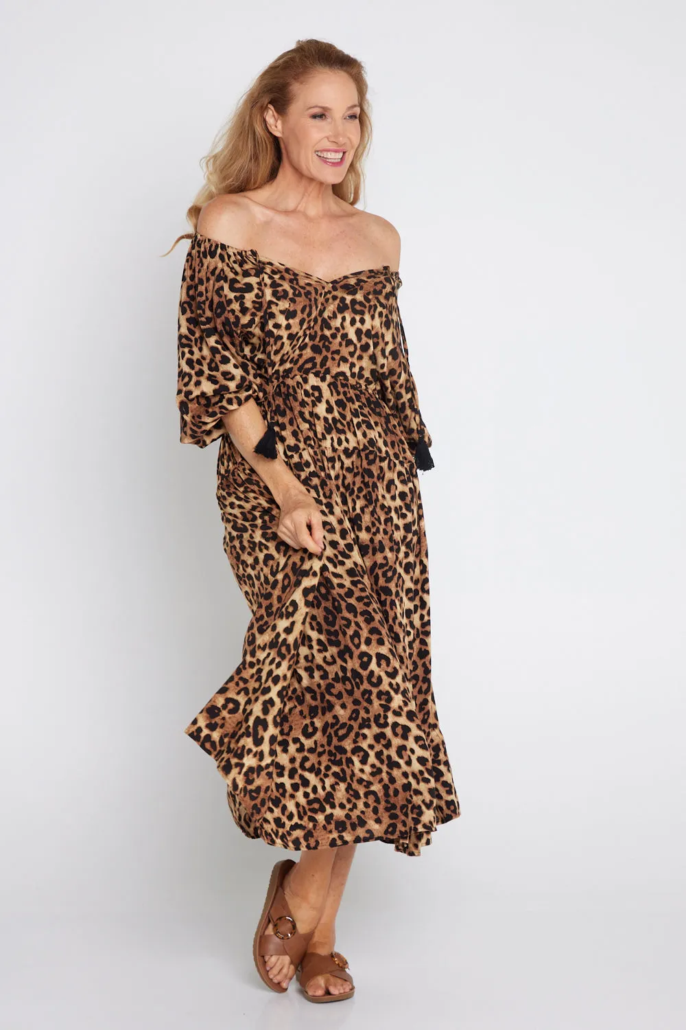 Elise Dress - Brown Leopard Print