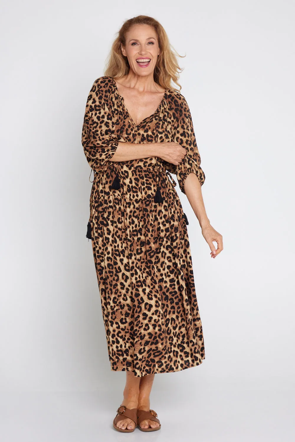 Elise Dress - Brown Leopard Print
