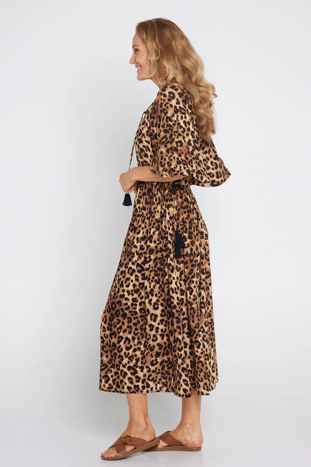 Elise Dress - Brown Leopard Print