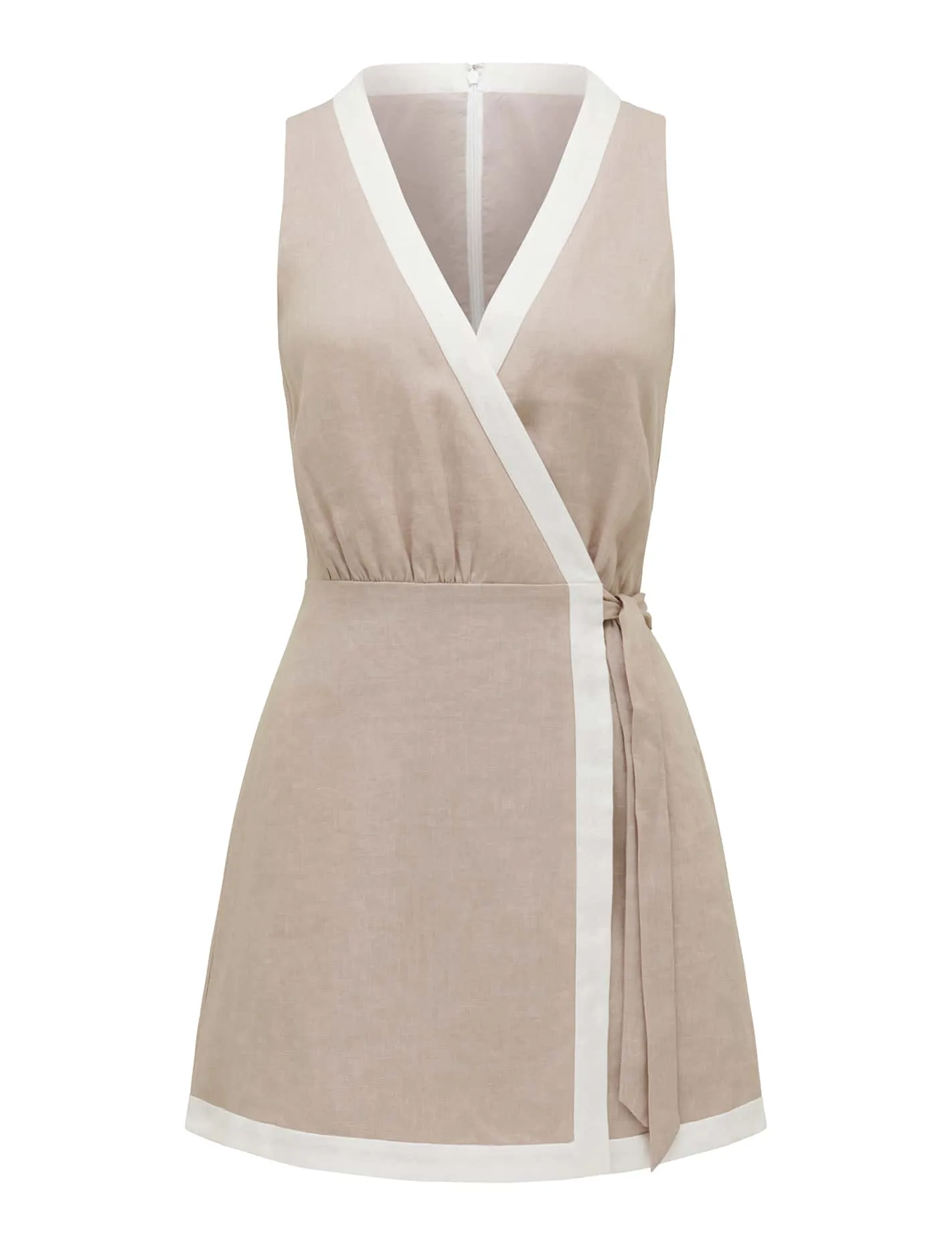 Linen Contrast Wrap Skort Playsuit with Ellie Design