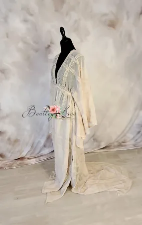 euc slip included Cora  (Sand) Bohemian Inspired gown - (Teen/Adult) Maternity/ Non Maternity.