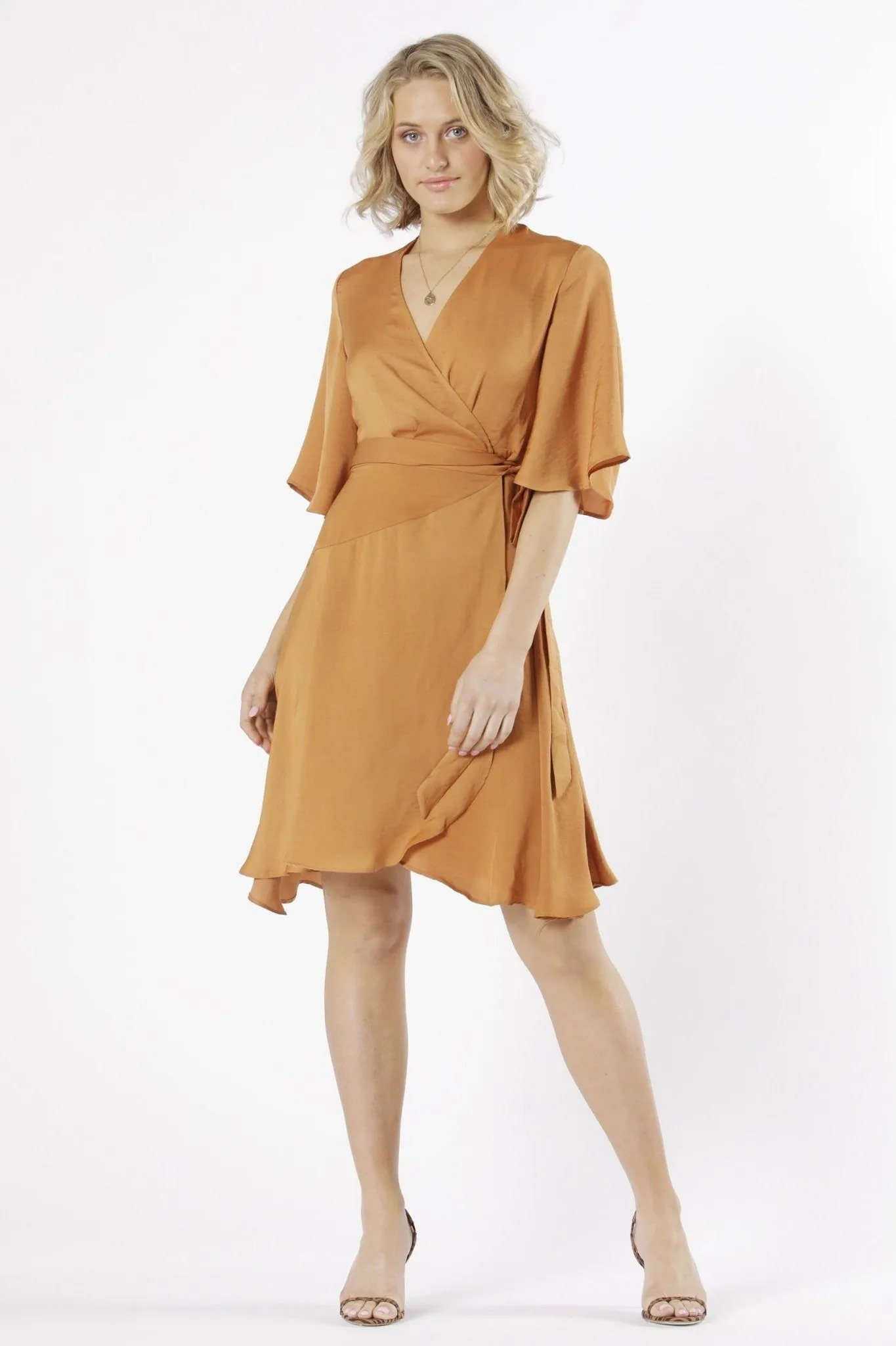 Fate   Becker Mariella Wrap Dress in Apricot