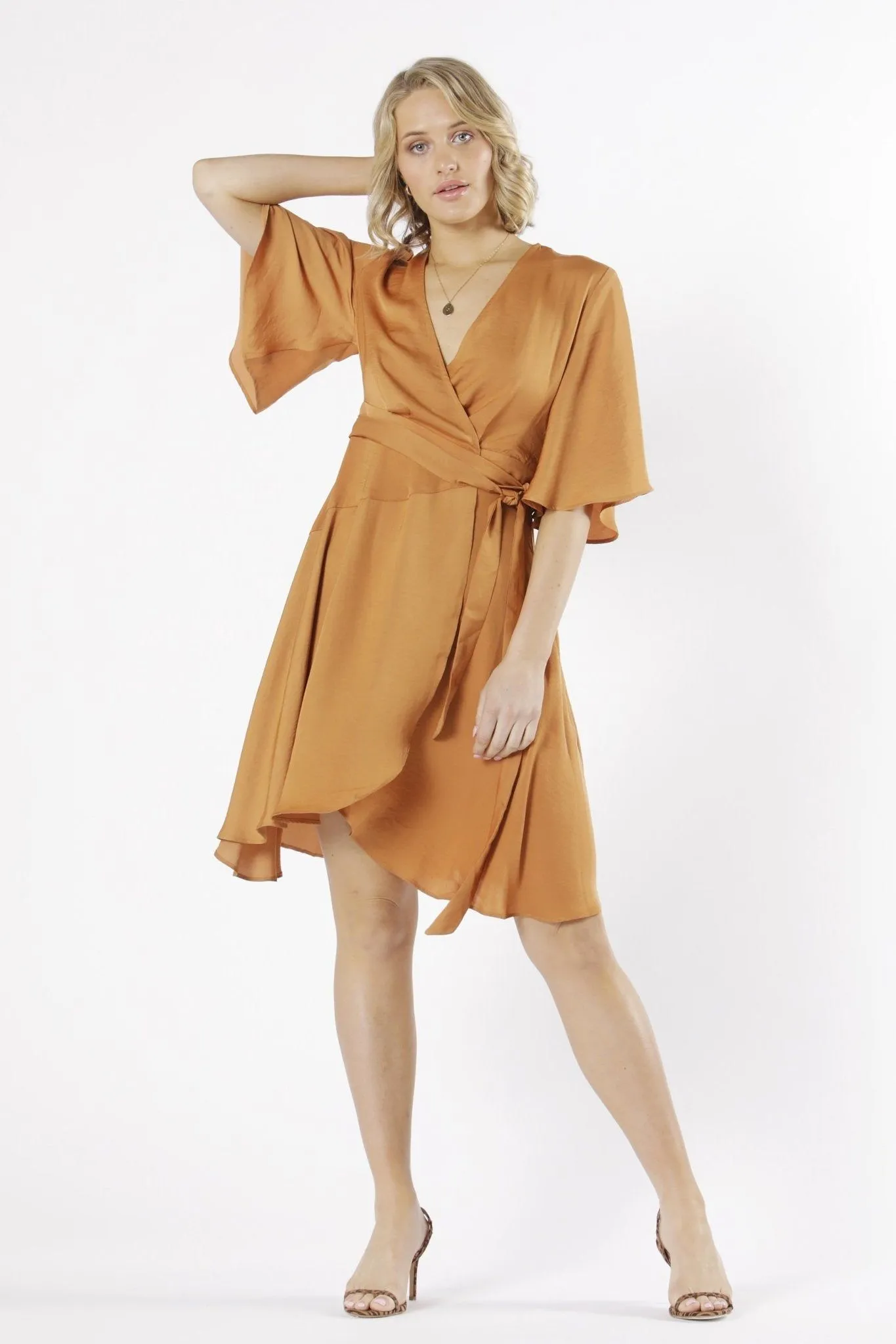 Fate   Becker Mariella Wrap Dress in Apricot