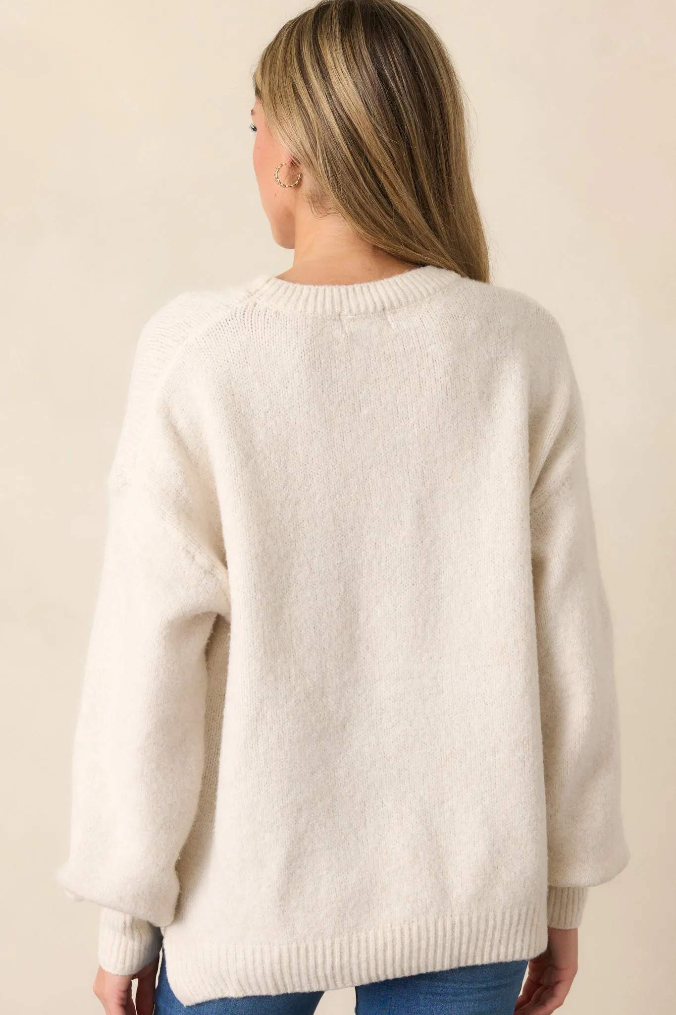 From Time To Time Oatmeal Pullover Sweater