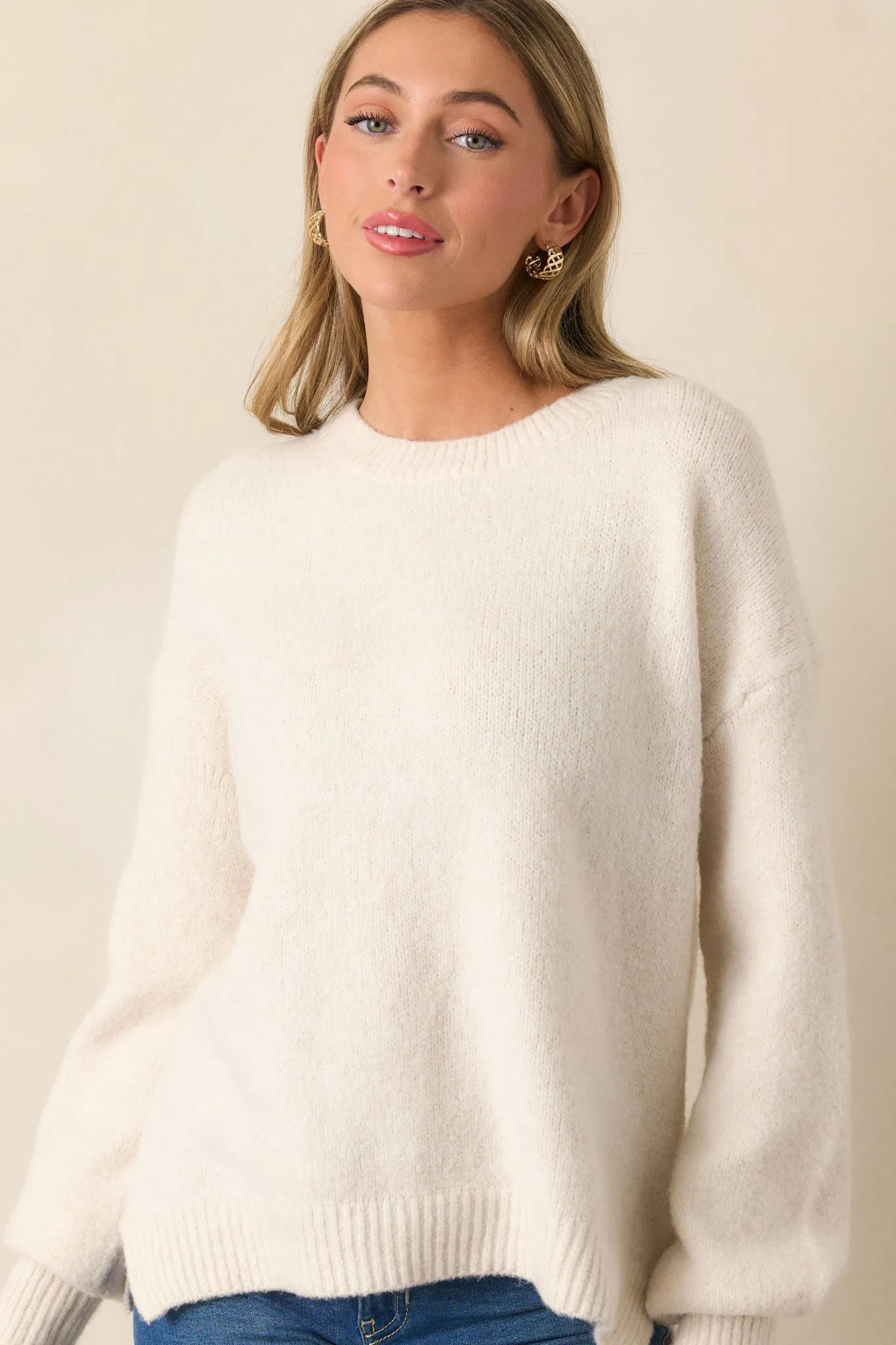 From Time To Time Oatmeal Pullover Sweater