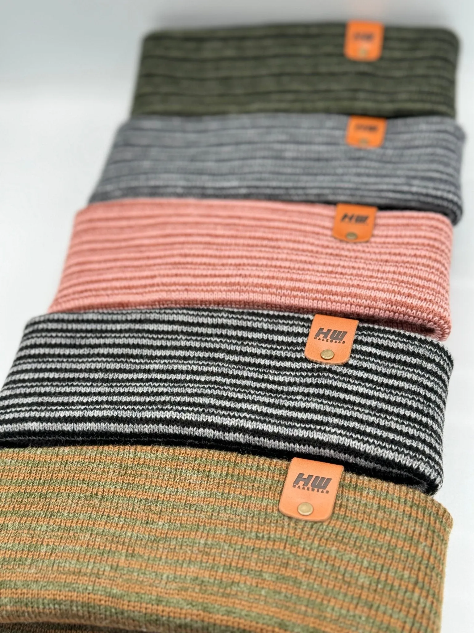 HAAKWEAR Traditional Contrast Cuffed Beanie Hat - Brown / Green, Made in USA
