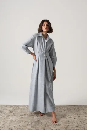 Halvar Linen Maxi Dress French Blue Stripe