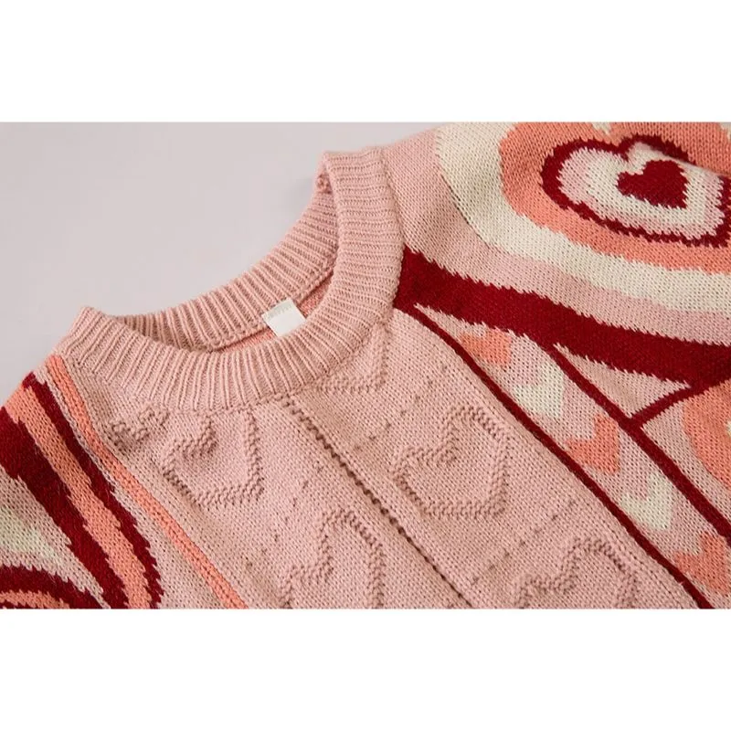 Harajuku Pullover Vivid Heart Sweater - Express Your Sweet Side