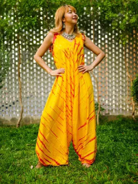 J0368- Hand Dyed Wide Leg Boho Hippie Jumpsuits Rompers Pants with Pockets