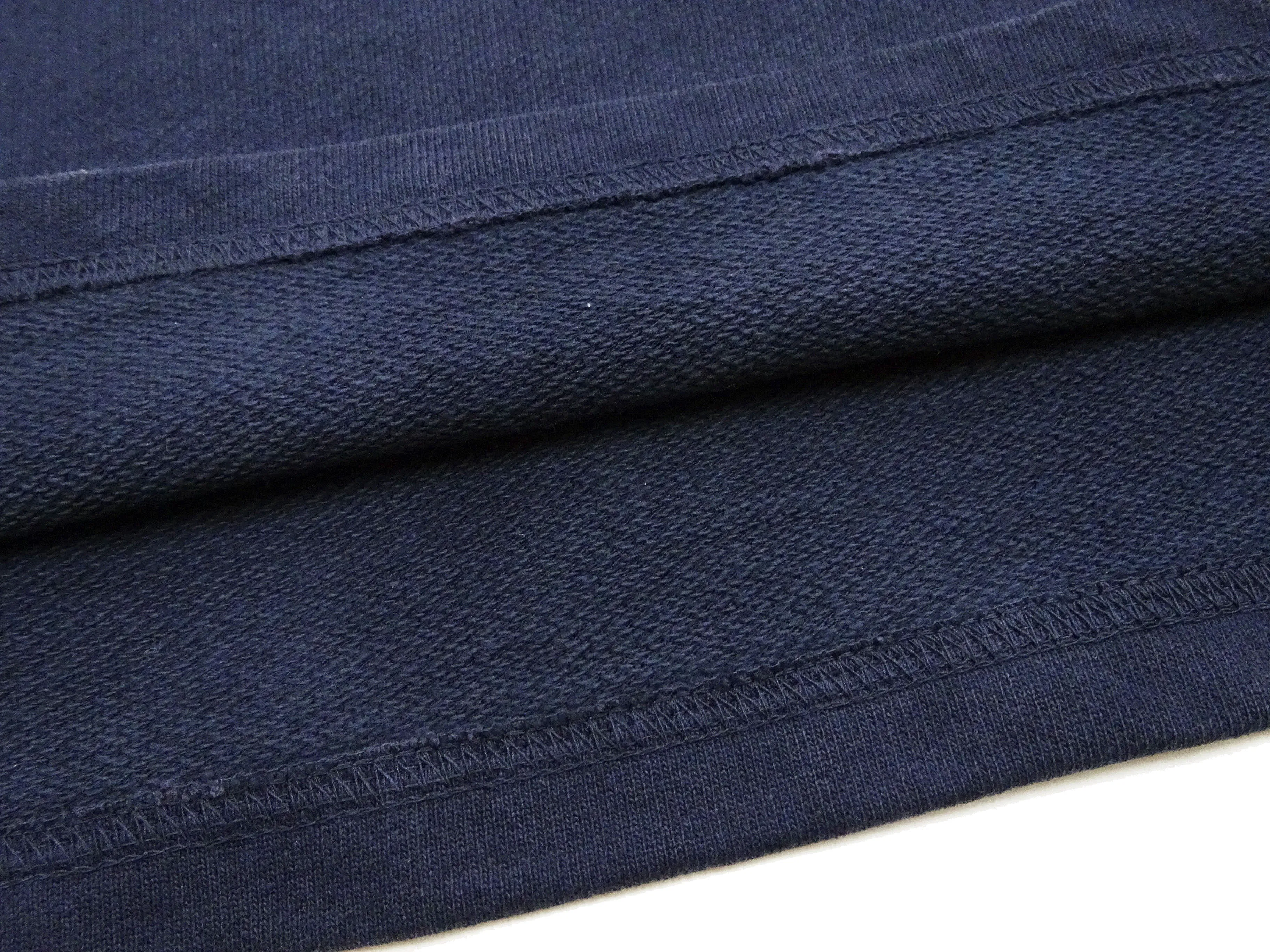 Japan Blue Jeans Long Sleeve French Terry T-Shirt Men's Casual Plain Crew-Neck Raglan-Sleeve Inlay Shirt JBKN1001 Navy-Blue