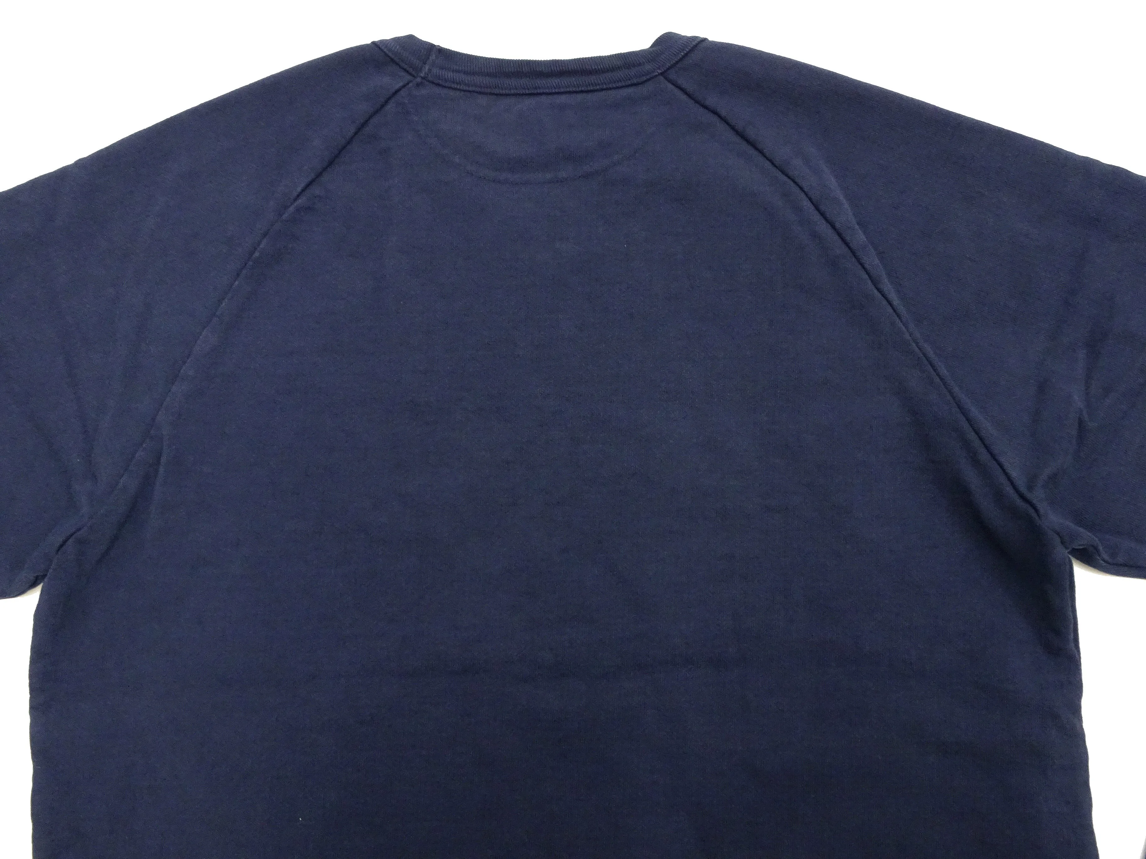 Japan Blue Jeans Long Sleeve French Terry T-Shirt Men's Casual Plain Crew-Neck Raglan-Sleeve Inlay Shirt JBKN1001 Navy-Blue