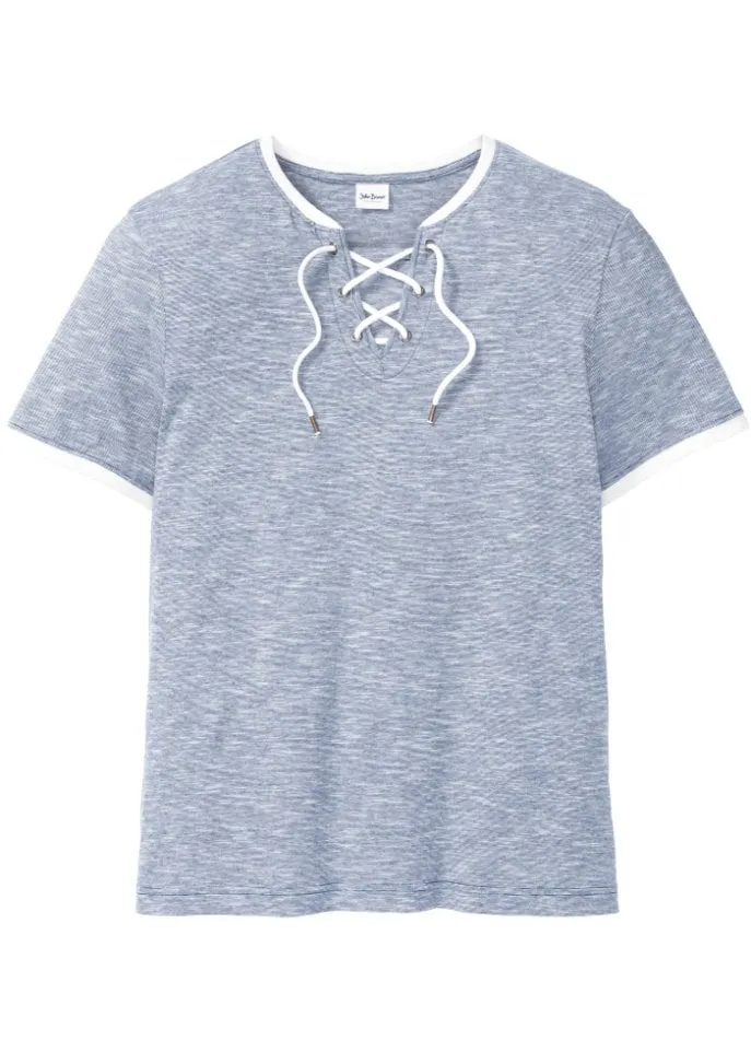 John Baner Jeanswear Lace-Up T-Shirt, Blue