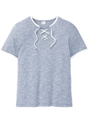 John Baner Jeanswear Lace-Up T-Shirt, Blue