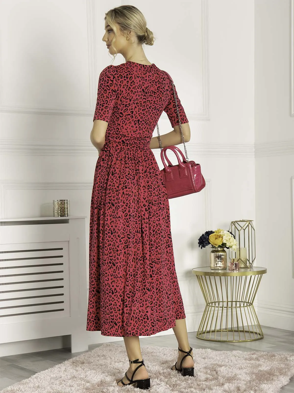 Josie Animal Print Maxi Dress, Cerise