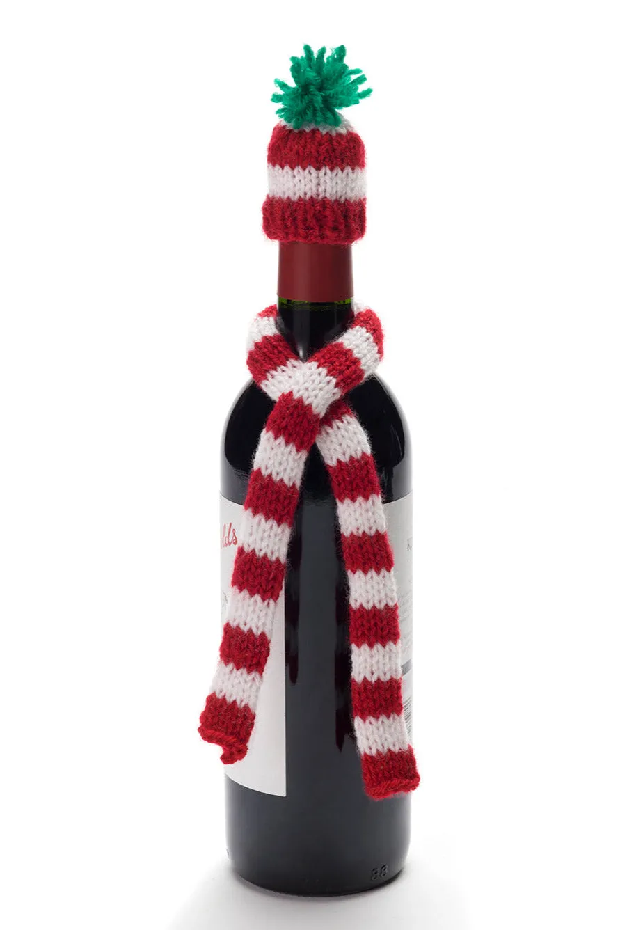 Knit Wine Bottle Hat And Scarf