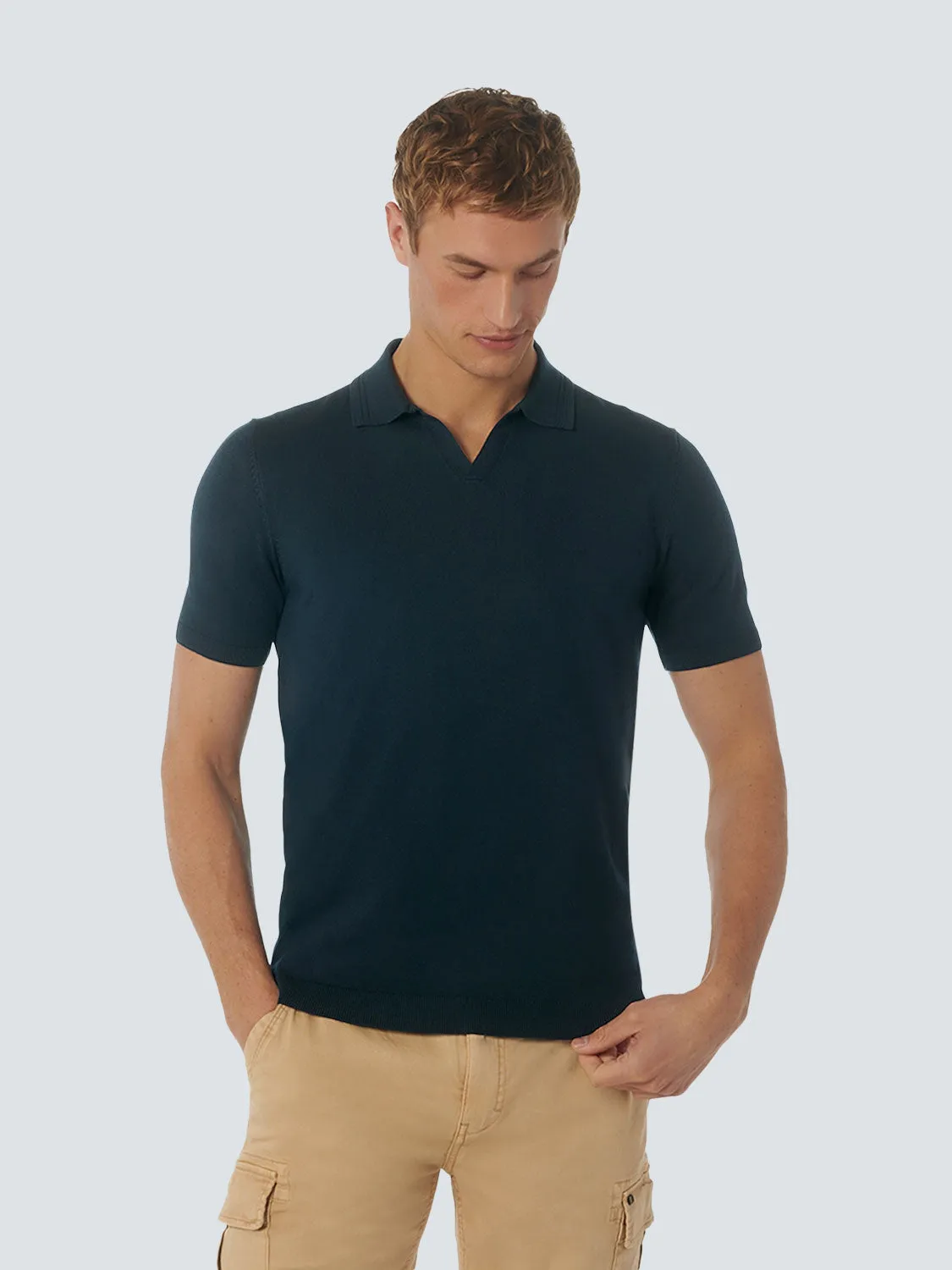 Knitted polo open collar viscose mix | Night