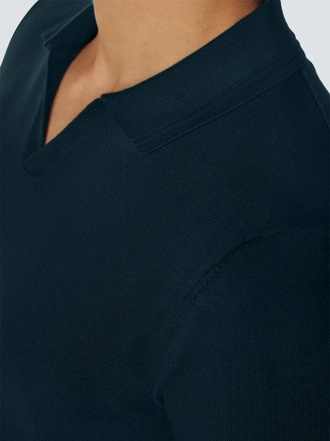 Knitted polo open collar viscose mix | Night