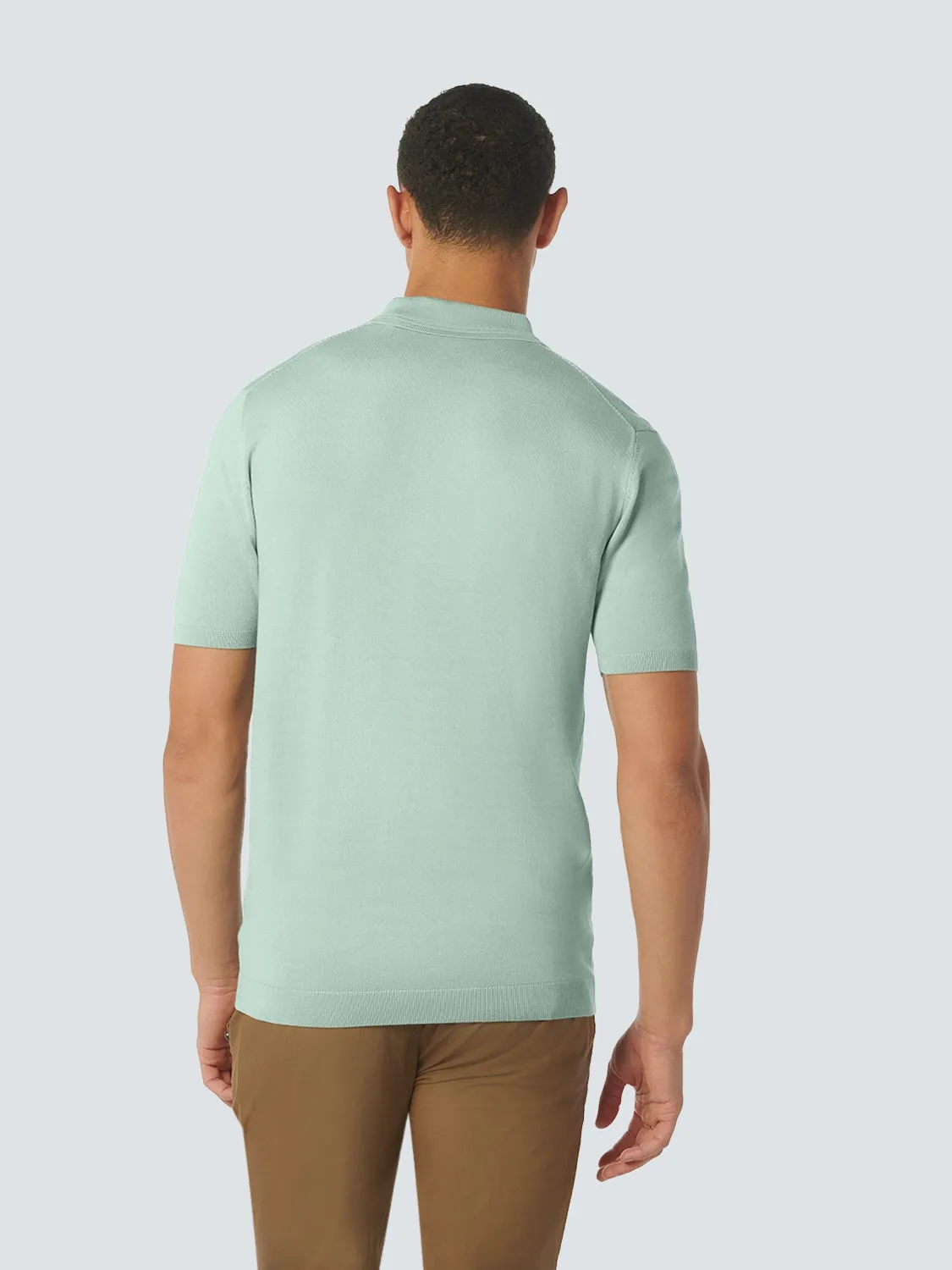 Knitted short sleeved polo viscose mix | Mint