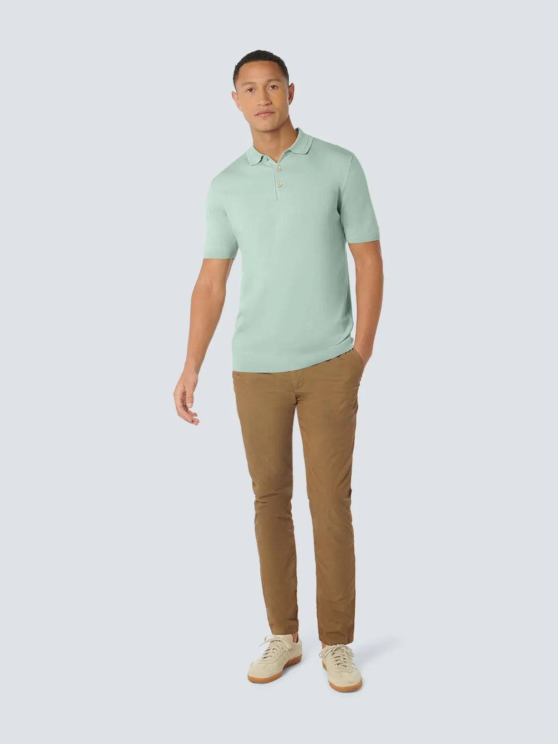 Knitted short sleeved polo viscose mix | Mint