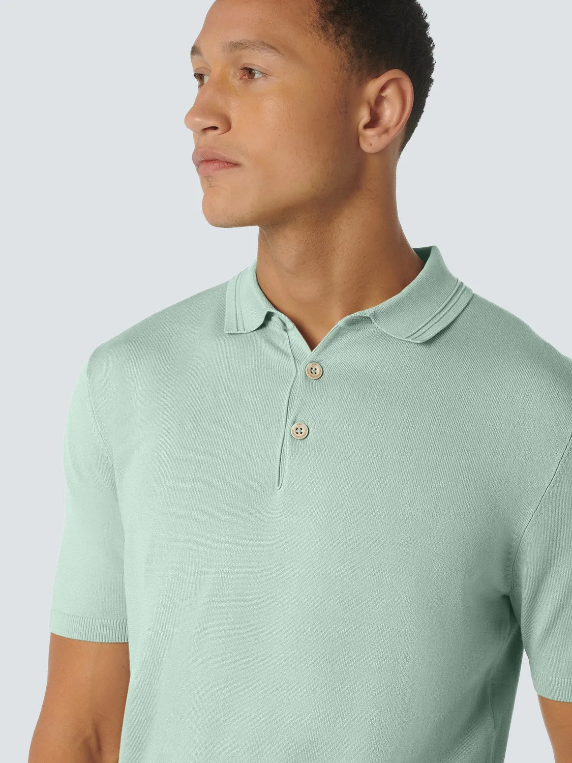 Knitted short sleeved polo viscose mix | Mint