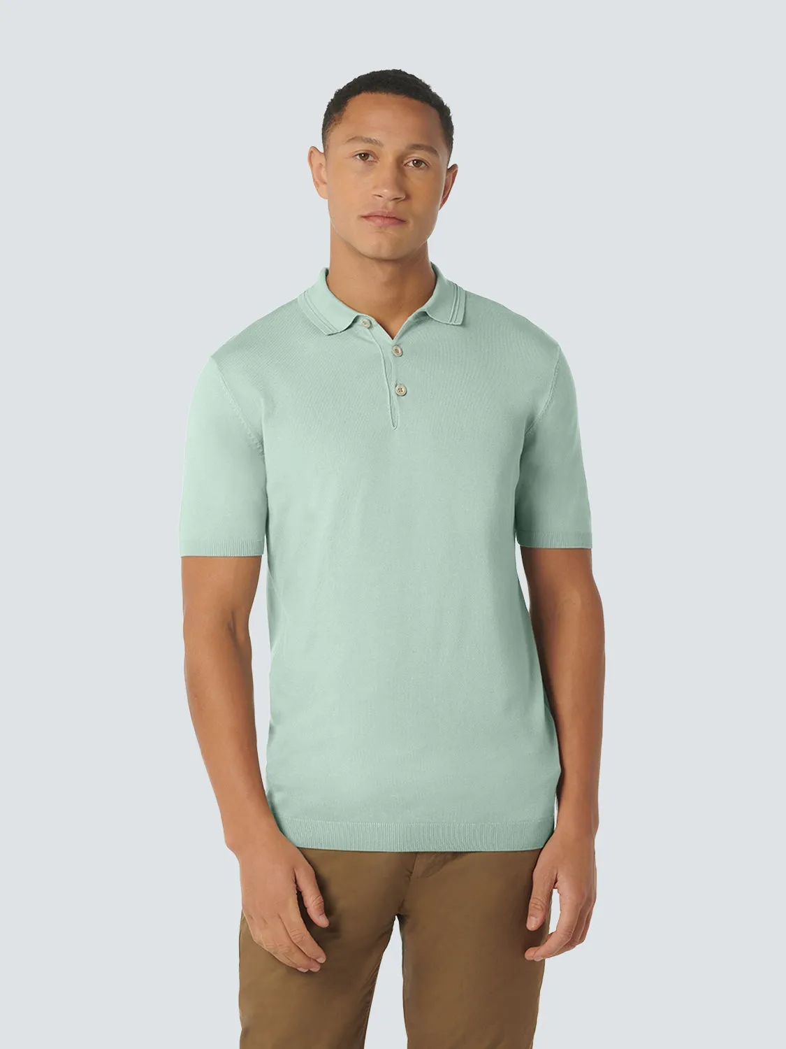 Knitted short sleeved polo viscose mix | Mint