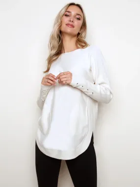 LACE-UP CUFF DETAIL SWEATER