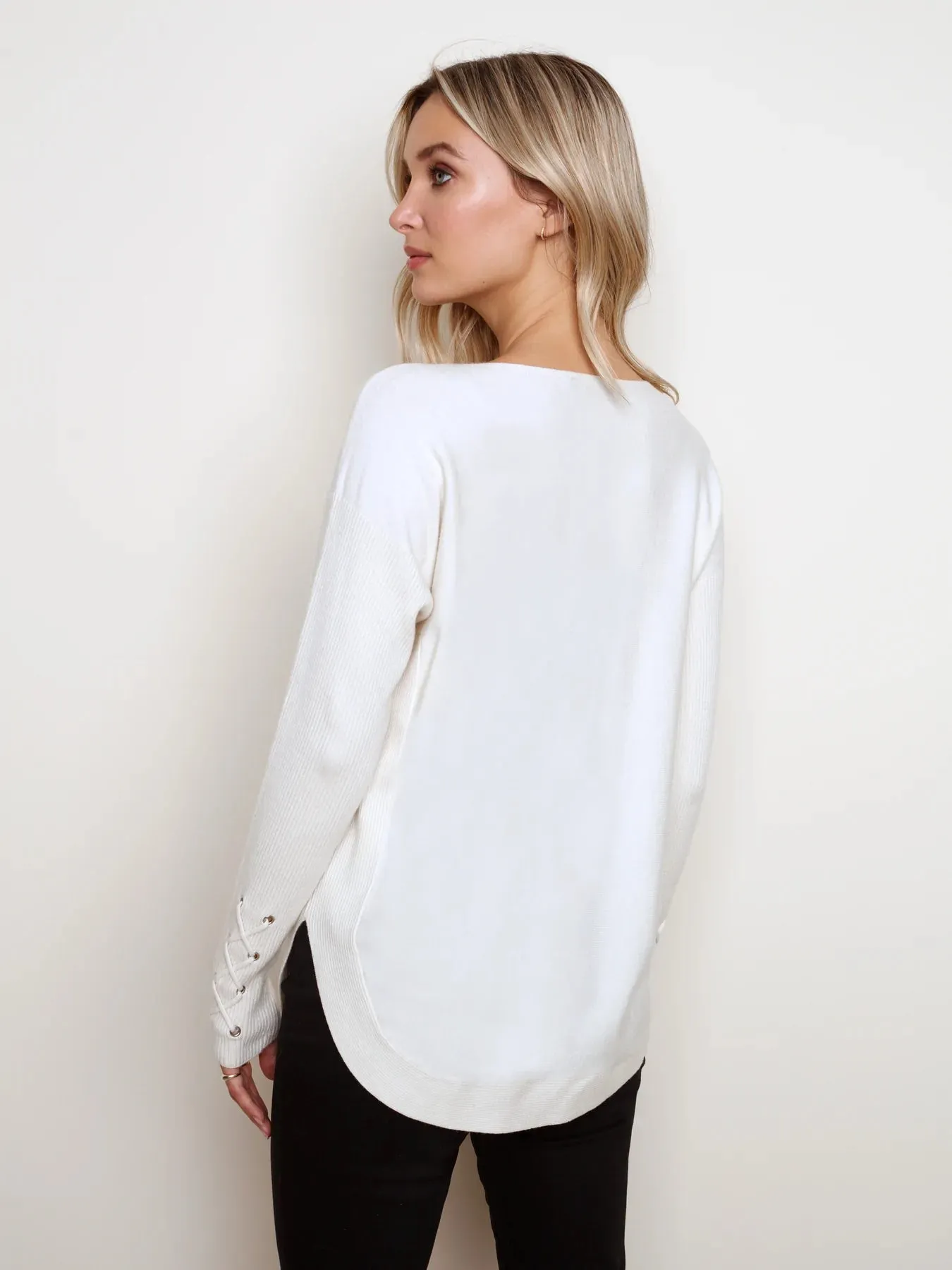 LACE-UP CUFF DETAIL SWEATER
