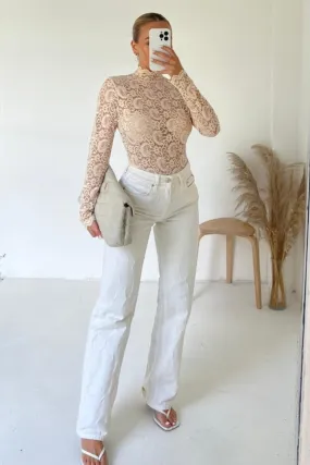 Lana cream lace long sleeve top