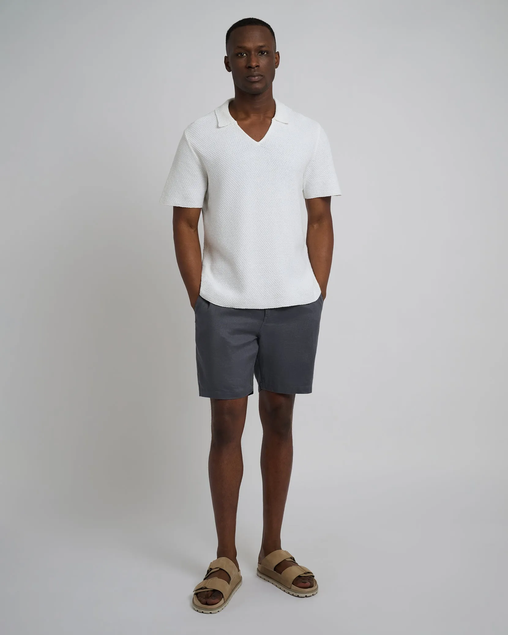 Linen Fixed-Waist Short