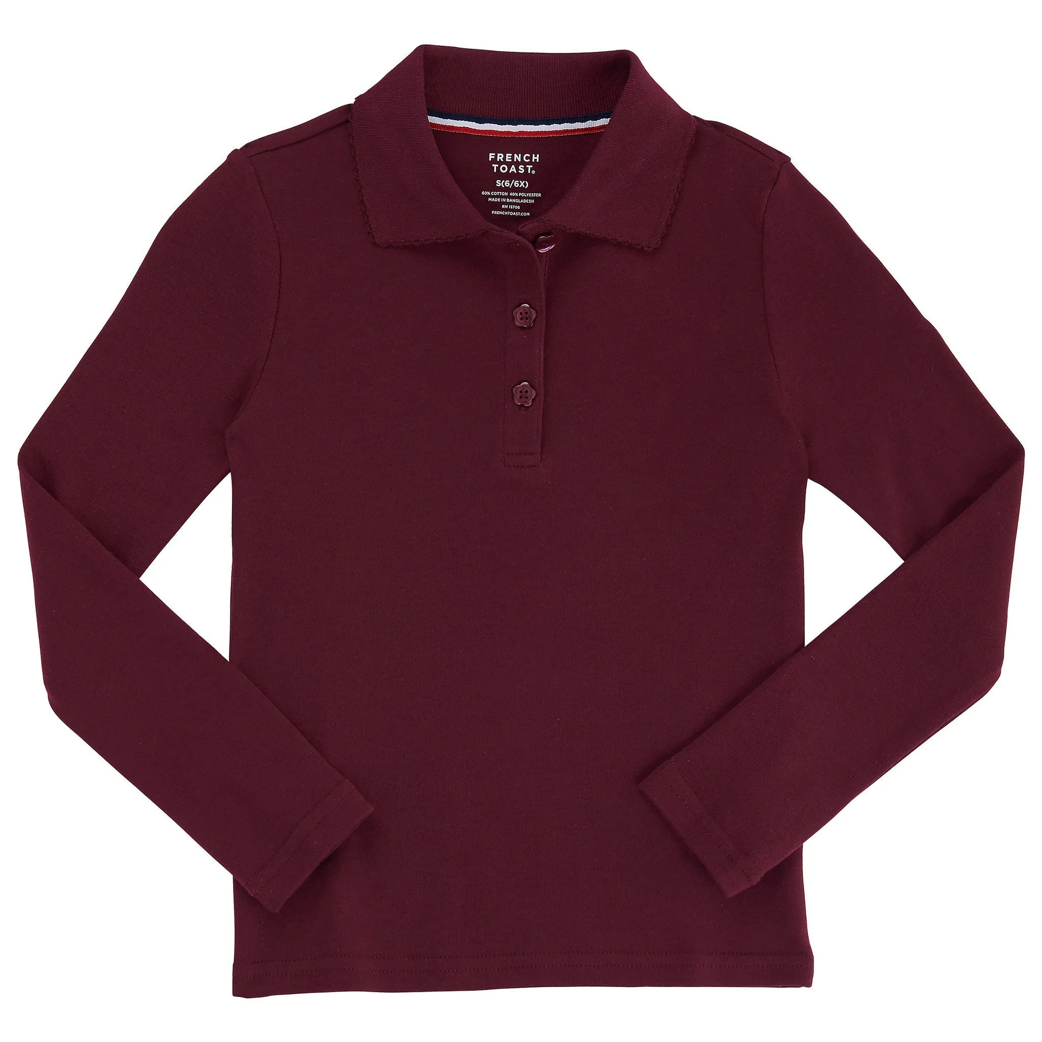 Long Sleeve Polo Shirt with Lace Trim Plus Sizes (6 Colors)