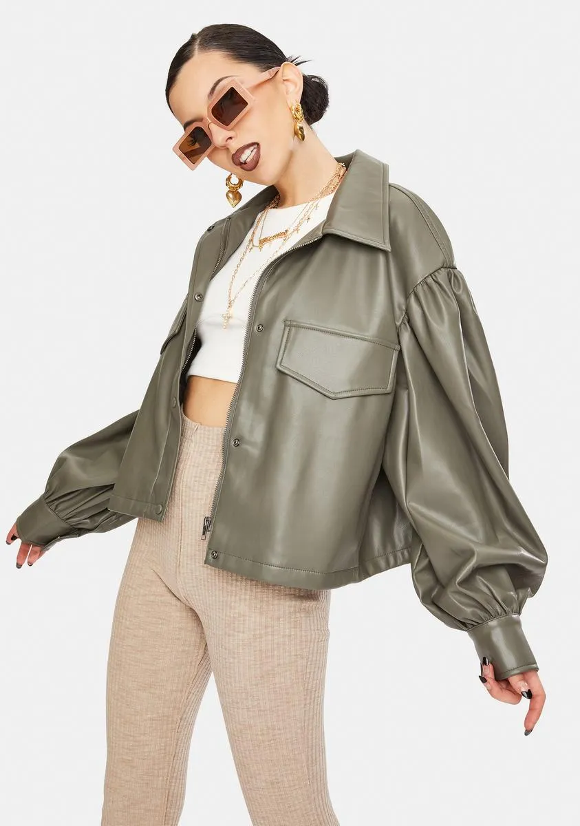 Love On Vegan Leather Crop Jacket