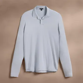 Luxe Lotus Jersey Long Sleeve Polo - Grey Glacier