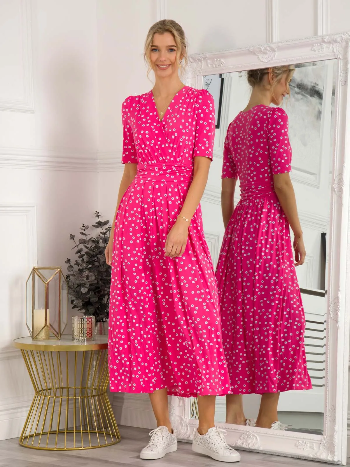 Lyanna Wrap Front Maxi Dress, Hot Pink
