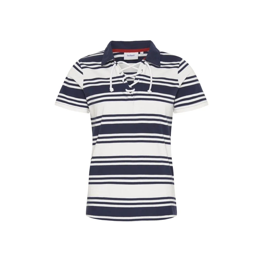Lynne Jersey Polo - Pearl/SR Navy