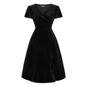 Lyra Mini Dress - Black Velvet