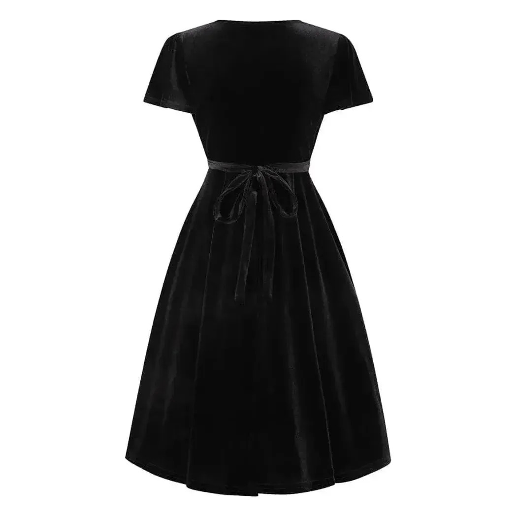 Lyra Mini Dress - Black Velvet