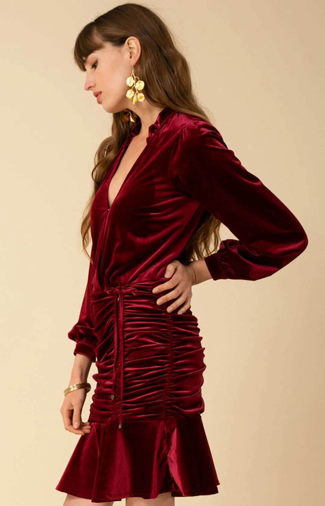 Manon Shirred Velvet Dress