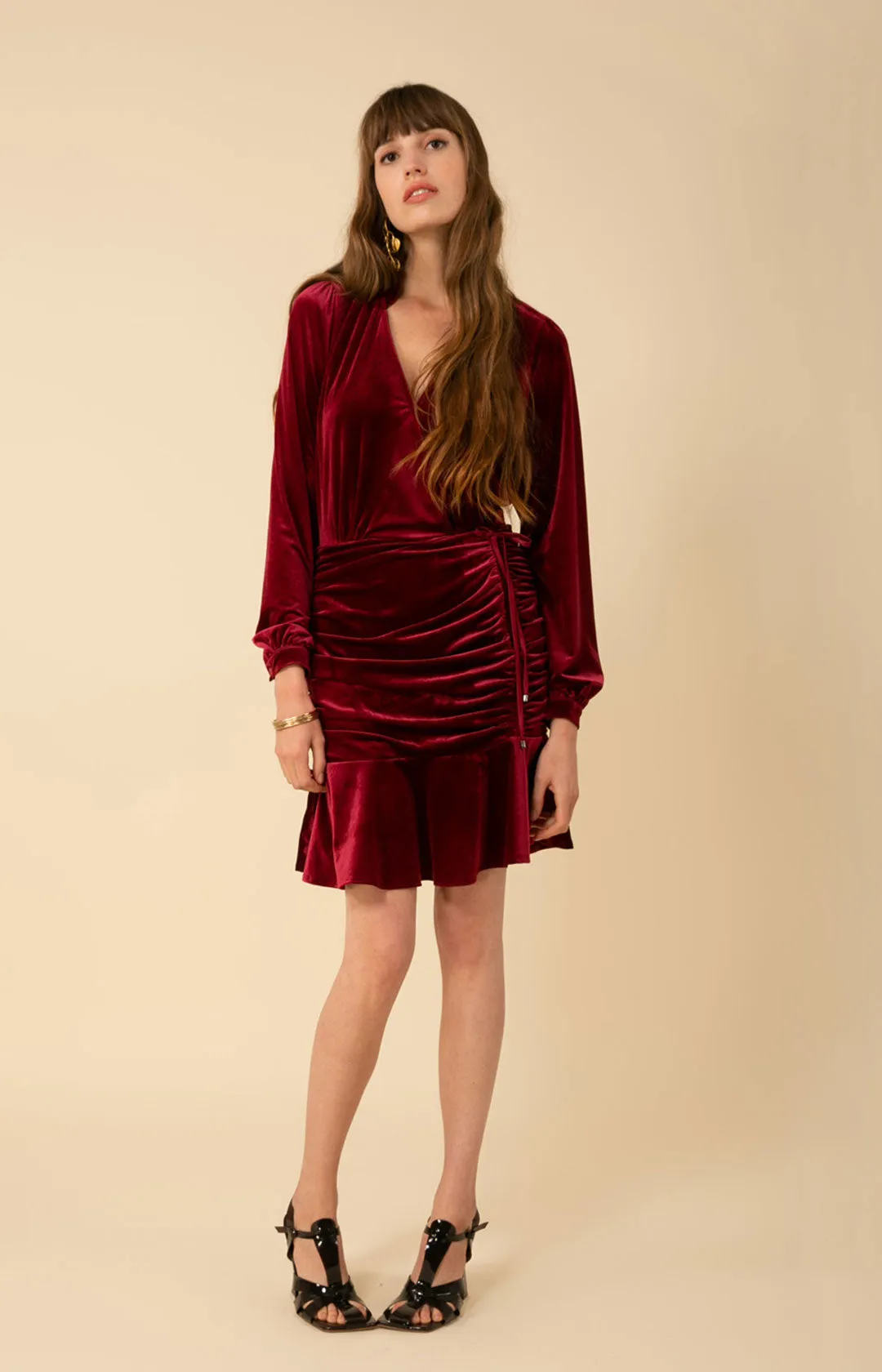 Manon Shirred Velvet Dress