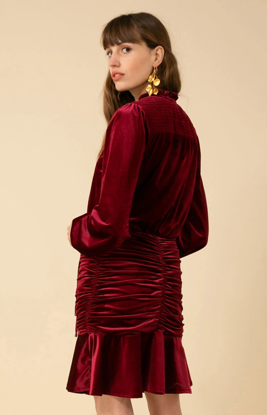 Manon Shirred Velvet Dress