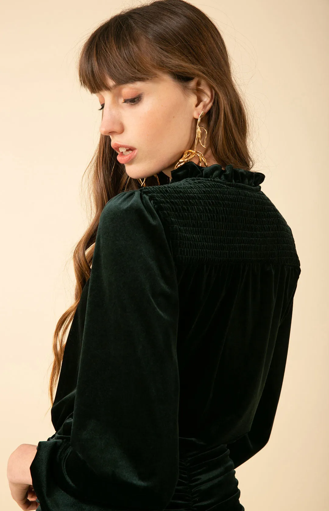 Manon Shirred Velvet Dress