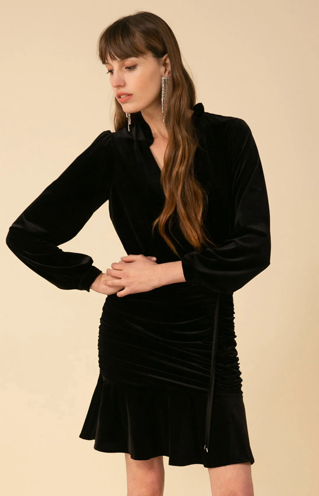 Manon Shirred Velvet Dress