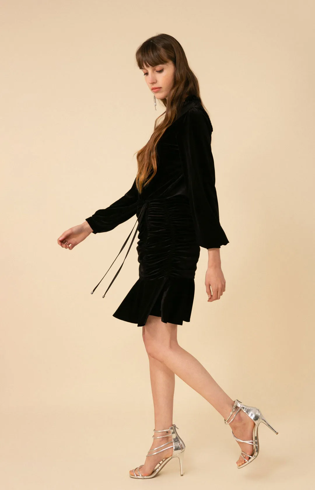 Manon Shirred Velvet Dress