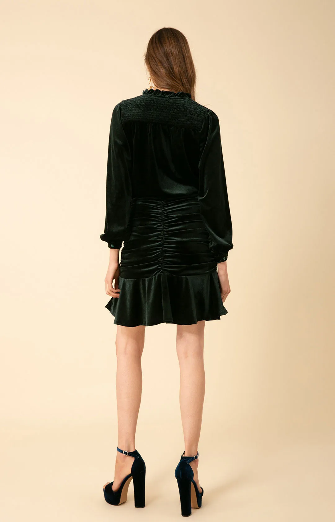 Manon Shirred Velvet Dress