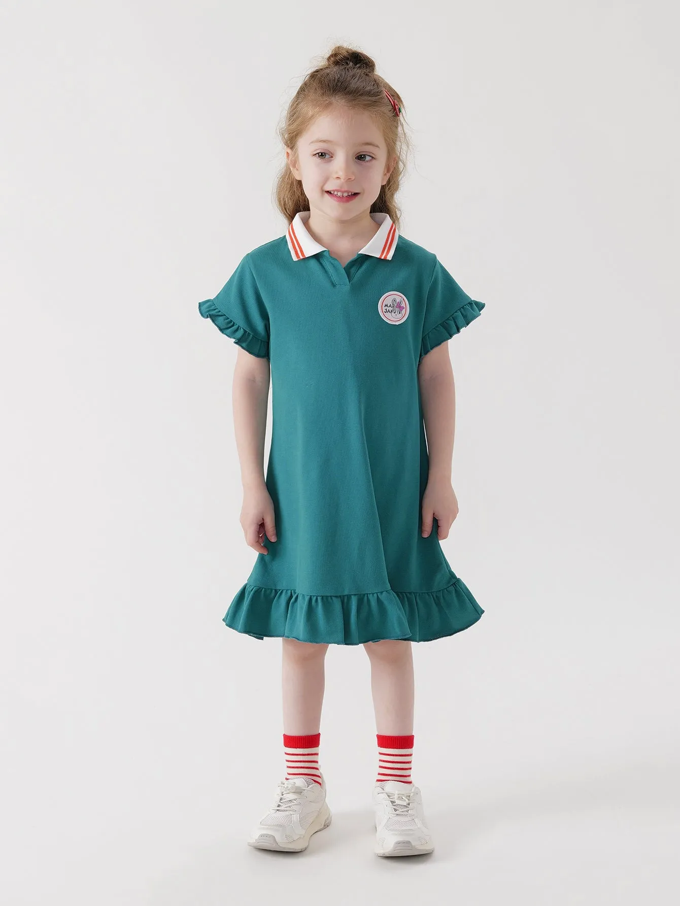 MARC & JANIE Girls Lace Polo Neck Sport Dress 230826