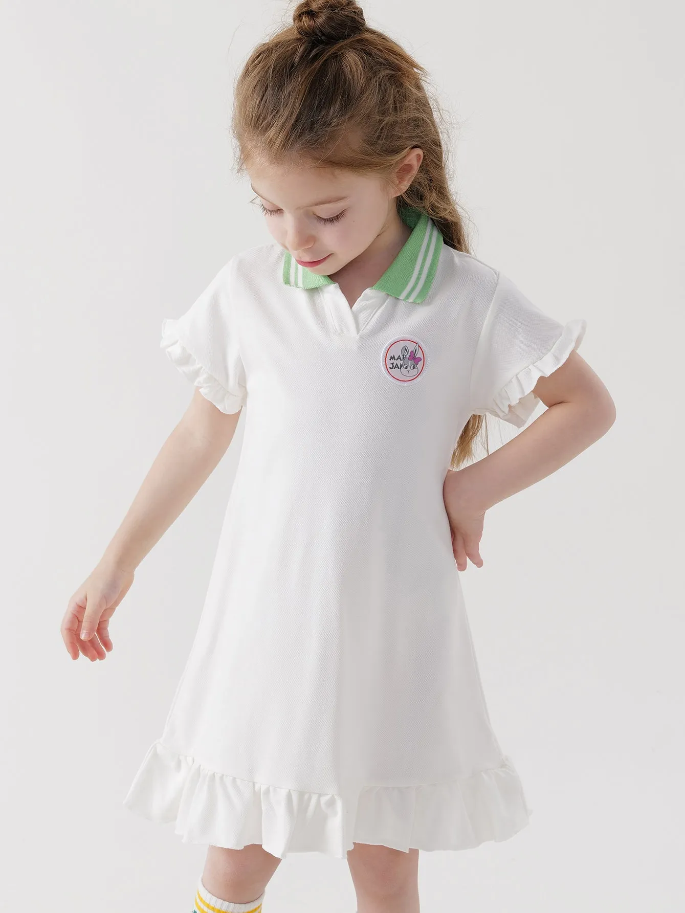 MARC & JANIE Girls Lace Polo Neck Sport Dress 230826