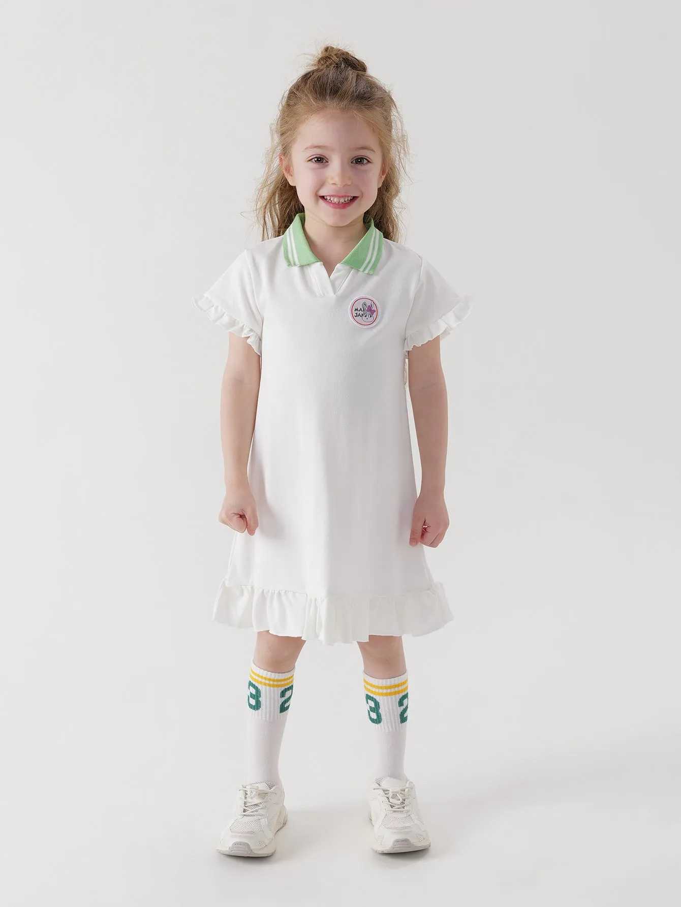 MARC & JANIE Girls Lace Polo Neck Sport Dress 230826