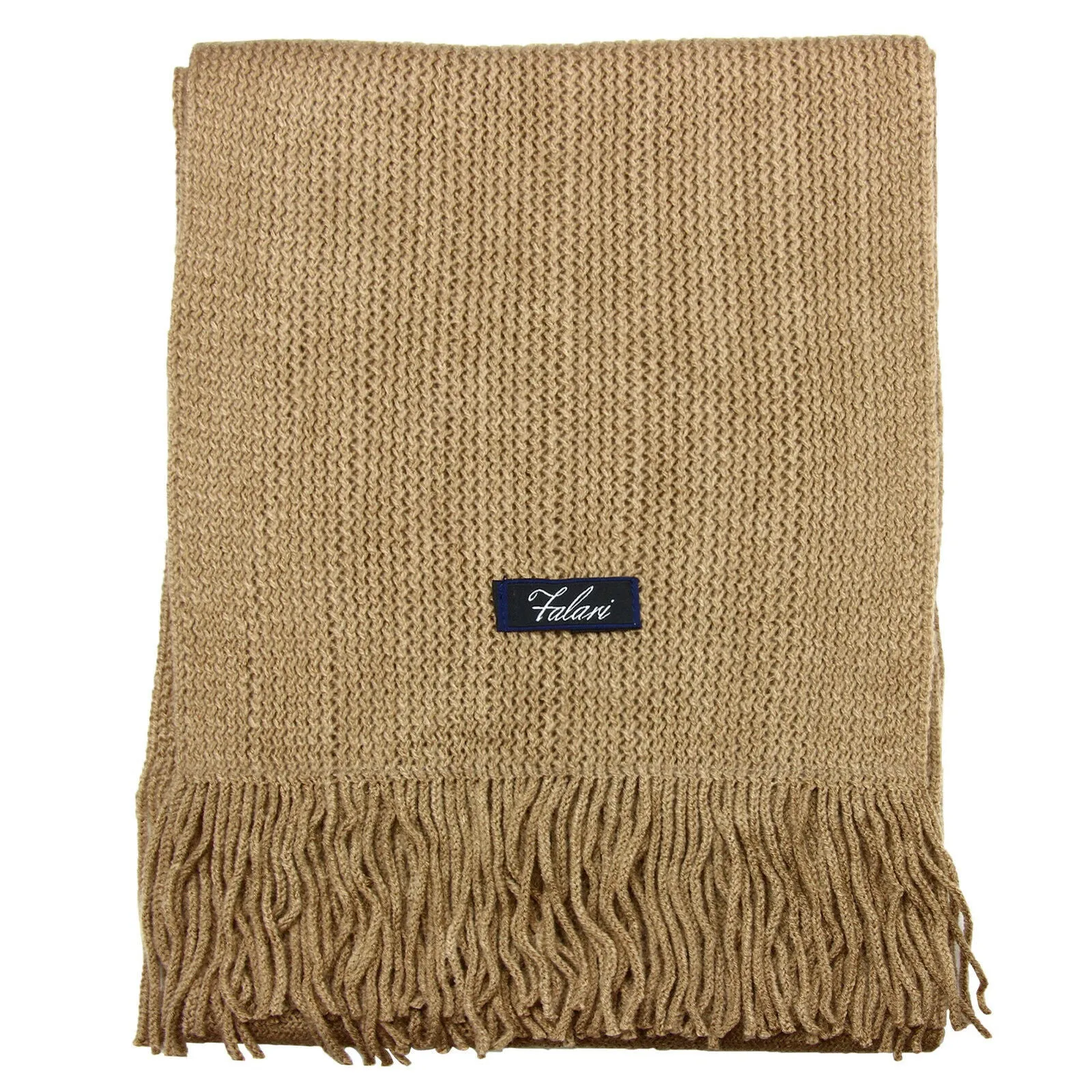 Men Solid Knitted Winter Scarf - Beige