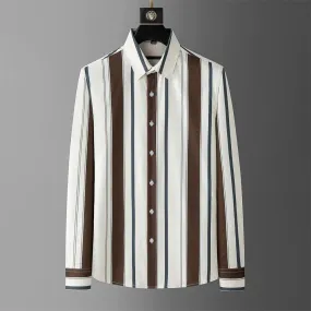 Men's Long Sleeve Waffle Striped Shirt: Slim Fit for Casual and Formal Dress, Perfect for Parties