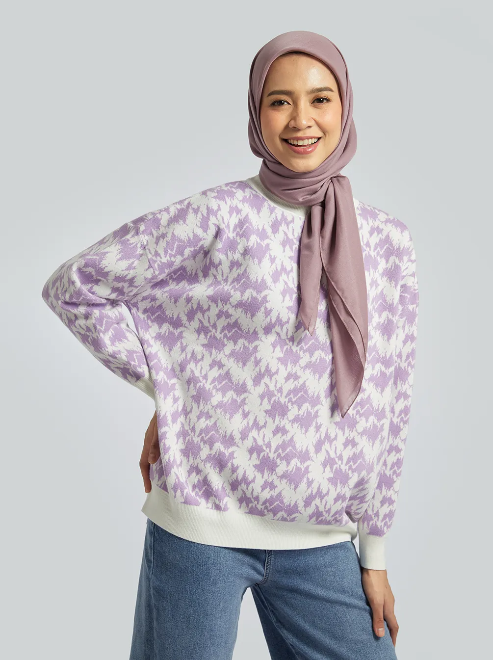 MINKA SWEATER PURPLE WHITE